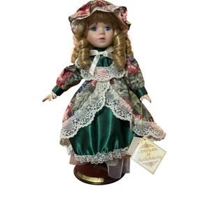 Soft Expressions Porcelain Bisque Doll Girl Curly Blonde Hair Blue Eyes 13”